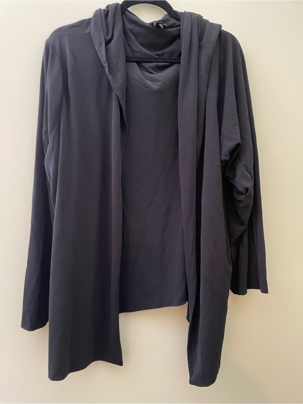 Women’s EILEEN FISHER SILK Lightweight Hooded Cardigan Black Size 3X